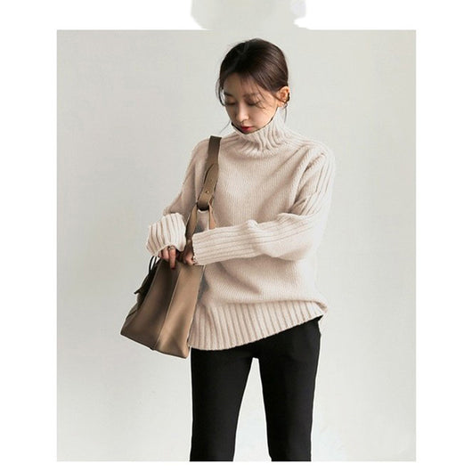 Suéter de Cuello Alto Tejido - Estilo Asiático Moderno - Image 7