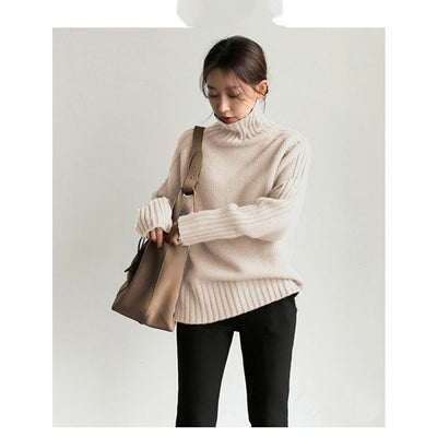 Suéter de Cuello Alto Tejido - Estilo Asiático Moderno - Image 13