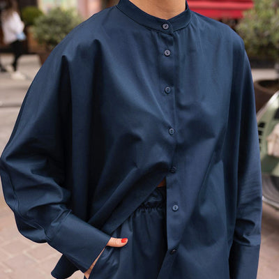 Conjunto de Dos Piezas: Camisa Suelta con Cuello Mao y Pantalón Ancho - Image 10