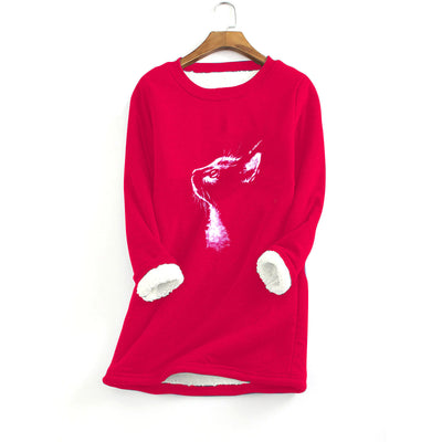 Sudadera Estampada con Pelaje para Mujer - Diseño Gato - Image 11