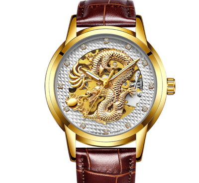 Reloj Empresarial Dragon Dorado Automático Resistente al Agua con Esfera Luminosa - Image 9