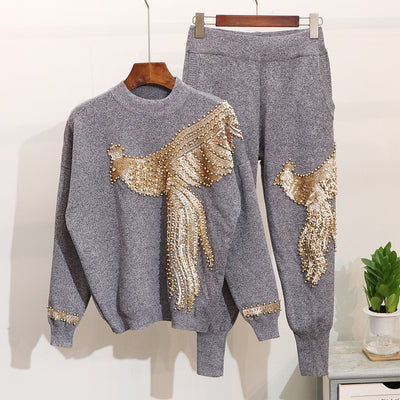 Conjunto Tejido Estilo Occidental con Fénix Bordado para Mujer - Image 13