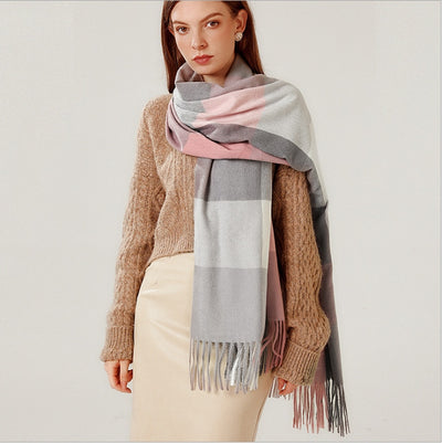 Bufanda Chal de Cashmere con Borlas - Abrigo Escocés Largo para Invierno - Image 7