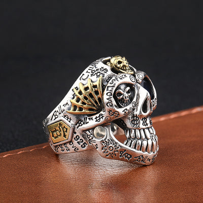 Anillo de Plata Esterlina para Hombre con Diseño de Calavera Dominante - Image 7