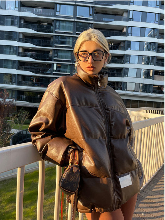 Abrigo Parka Marrón con Cuello Alto y Cierre para Mujer - Image 10