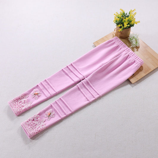 Pantalones Largos Estilo Vaquero con Encaje para Niñas