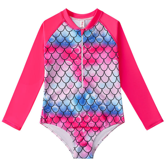 Traje de Baño Sirena Infantil de Manga Larga con Escamas - Image 8