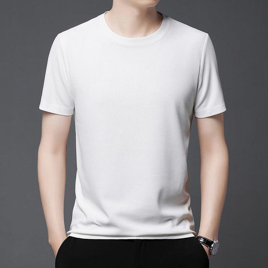 Playera Holgada de Cuello Redondo con Textura Waffle para Hombre - Image 3