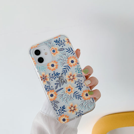Funda Transparente Bicolor con Flores Pintadas para Móvil - Image 13