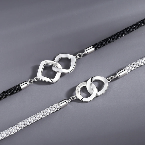 Pulsera de Plata Entrelazada para Parejas - Conexión Infinita