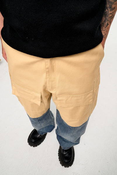Pantalón Denim Holgado de Contraste con Costuras Multi-Bolsillo Estilo Retro - Image 13