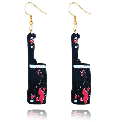 Aretes de Hacha Ensangrentada Halloween - Diseño Acrílic Retro