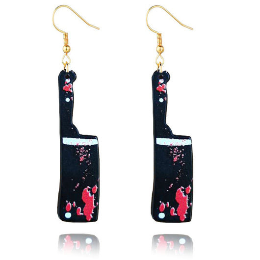 Aretes de Hacha Ensangrentada Halloween - Diseño Acrílic Retro