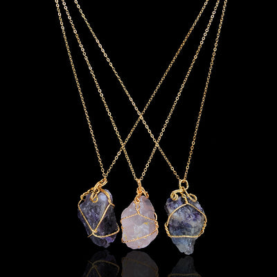 Collar Tejido a Mano con Colgante de Piedra de Cristal Geométrico Irregular - Image 11