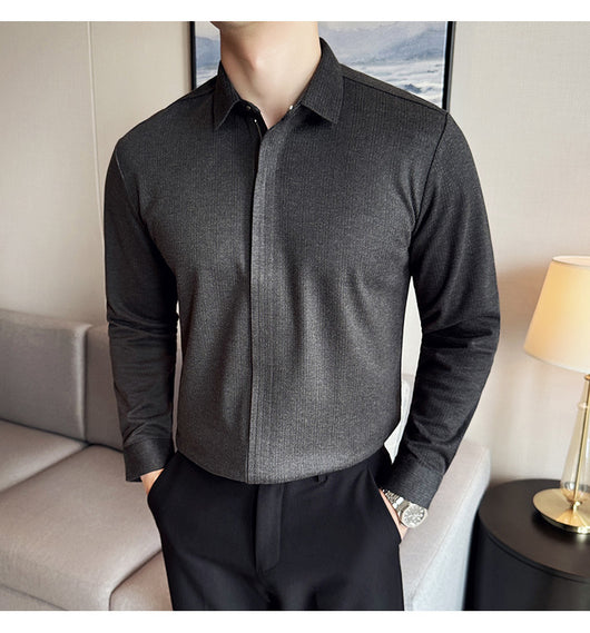 Camisa Manga Larga Ajustada con Diseño de Cierre y Rayas Elásticas - Image 31