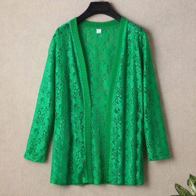 Cardigan Fino con Blusa de Encaje de Manga Larga - Image 4