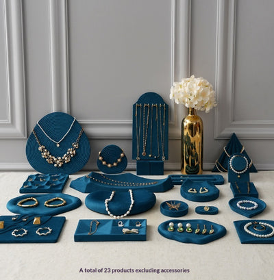 Bandeja Exhibidora de Terciopelo Azul Pavo Real para Joyería - Image 32