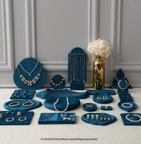 Bandeja Exhibidora de Terciopelo Azul Pavo Real para Joyería - Image 32