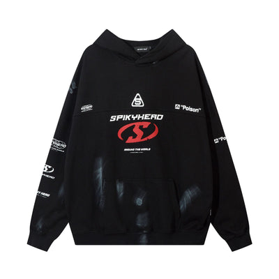 Sudadera con Capucha Estilo Urbano Letras Desgastadas Americana - Image 6