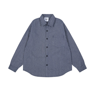 Camisa Suelta de Rayas Verticales y Manga Larga para Hombre - Image 2