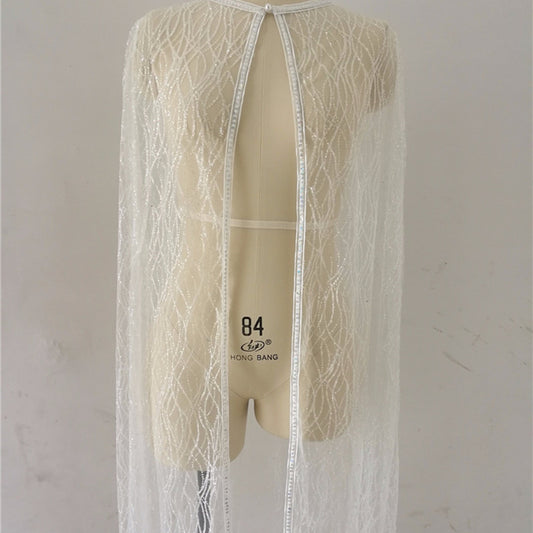 Chal Blanco con Lentejuelas y Cruz Pequeña para Mujer - Image 2