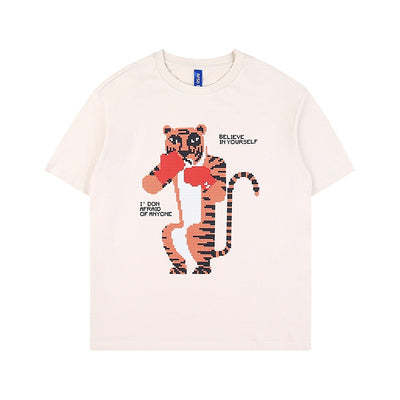 Camiseta Suelta Estampado Anime Tigre Manga Corta Unisex - Image 6