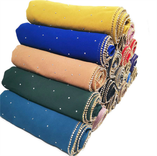 Pañuelo de Gasa Perla con Cuentas 70x180cm - Elegancia Versátil - Image 2