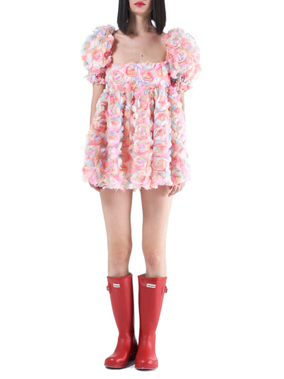 Vestido Corto Estampado Floral con Mangas Abullonadas para Mujer - Image 6