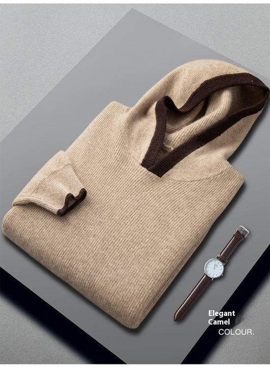 Suéter de Cachemira Holgado con Agujas Contraste para Hombre - Image 14