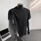 Playera Tejida de Manga Corta a Rayas Negras para Hombre