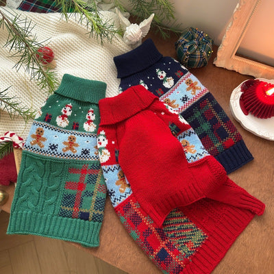 Suéter Navideño para Mascotas - Diseño Muñeco de Nieve y Jengibre - Image 11