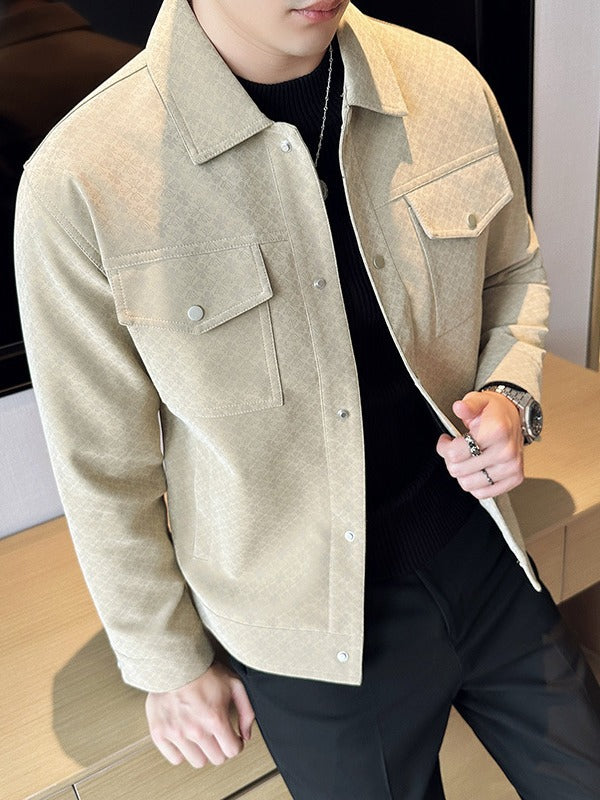 Chaqueta Casual con Solapas y Múltiples Bolsillos para Hombre