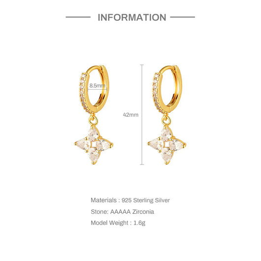 Aretes de Plata 925 Floral Lujo Ligero con Gota de Agua - Image 5