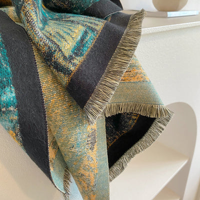 Bufanda Artística Gruesa de Cachemira con Estampado Coordinado para Otoño e Invierno - Image 7