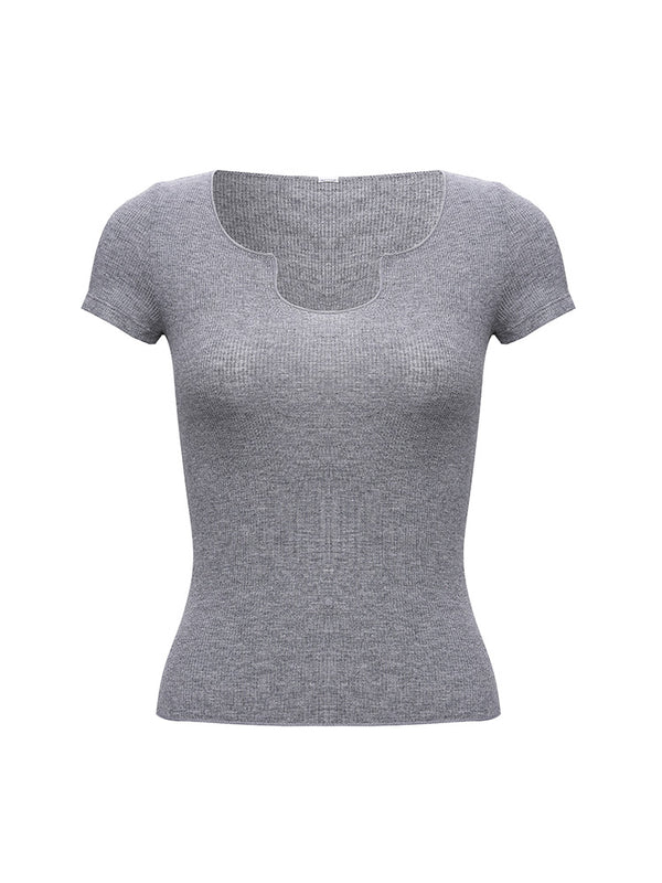 Blusa Deportiva Slim Fit de Manga Corta para Yoga y Tiempo Libre
