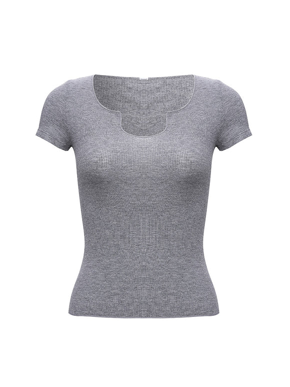 Blusa Deportiva Slim Fit de Manga Corta para Yoga y Tiempo Libre