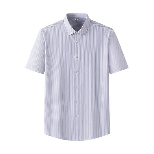 Camisa de Seda Rayas Manga Corta para Hombre - Estilo Verano - Image 2