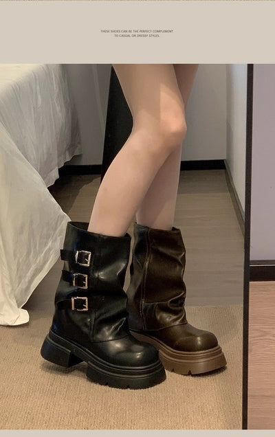 Botas Motociclista Plataforma con Hebilla para Mujer - Image 17
