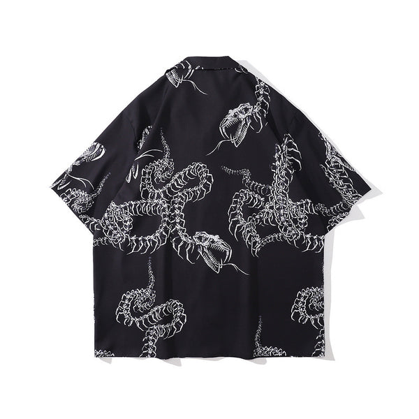Camisa Suelta Estampada de Manga Corta Unisex