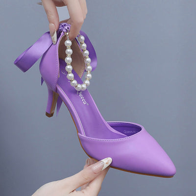 Sandalias de Tacón Medio con Pedrería y Moño - Zapatos de Fiesta en Cuero PU Suave - Image 10