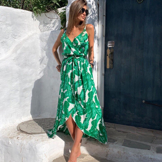 Vestido Halter Chiffón Elegante con Escote en V y Bajo Irregular - Image 2