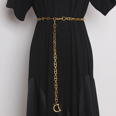 Traje Vestido Decorativo con Cinturón Metálico y Camisa Integrada - Image 9