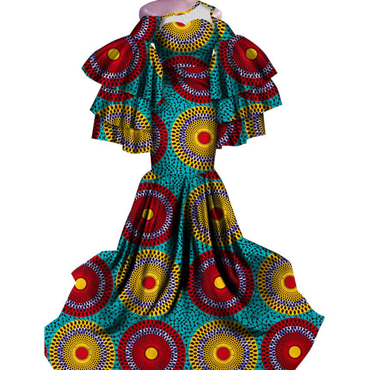 Vestido Largo Estampado Africano con Corte Sirena - Image 5