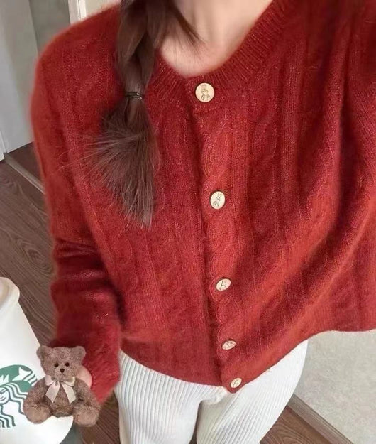 Suéter Cuello Redondo Rojo Grueso y Cálido - Image 13
