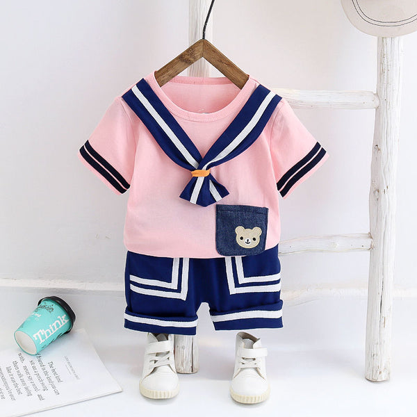 Conjunto Infantil Estilo Western Cuello Barco Manga Corta Verano