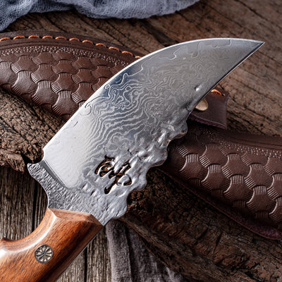 Cuchillo Damasco Premium con Funda de Cuero - Corte Profesional para Carnes y Frutas - Image 11