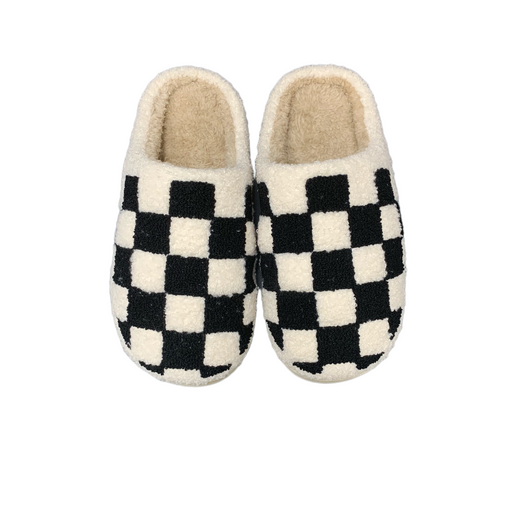 Pantuflas Cálidas Cuadros Negro Verde Antideslizantes Algodón - Image 10