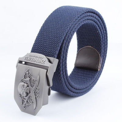 Cinturón Canvas con Hebilla Doble Calavera - Estilo Casual Versátil - Image 19