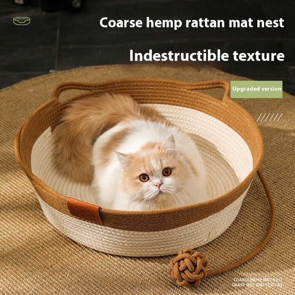Cama Tejida para Gatos con Diseño Adorable de Hilo de Algodón