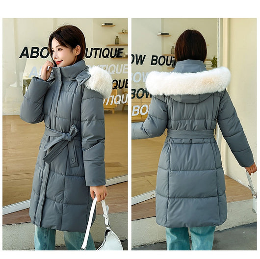 Abrigo Acolchado de Plumas con Cuello de Piel Sintética - Estilo Coreano Suelto - Image 28